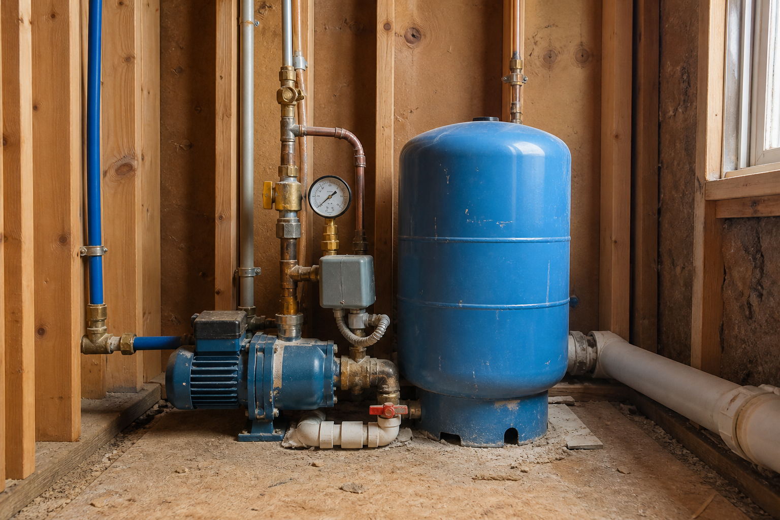 Cottage well pressure tank and pump equipment that must be winterized during Ontario cottage closing