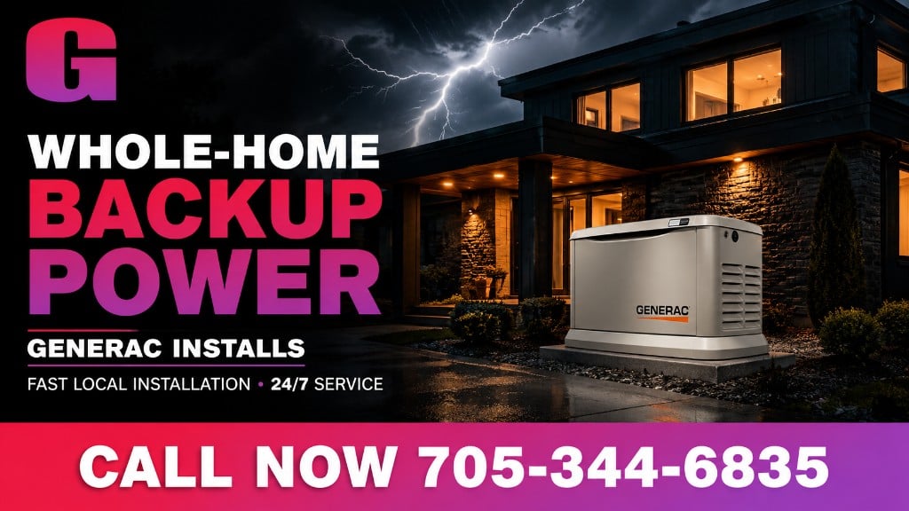 Whole-home backup power Generac standby generator installation for Ontario homes — Gravity Plumbing Heating Electrical