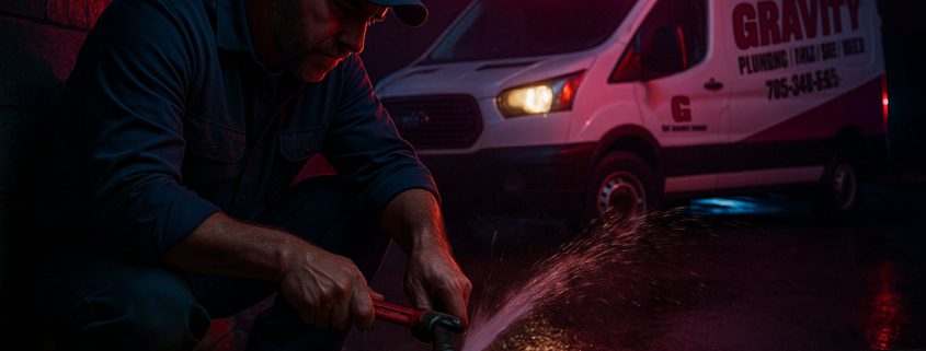 Burst pipe, leaking hot water heater or sudden flooding? Call Gravity Plumbing for fast 24/7 emergency repair in Lindsay, Kawartha Lakes and Peterborough.